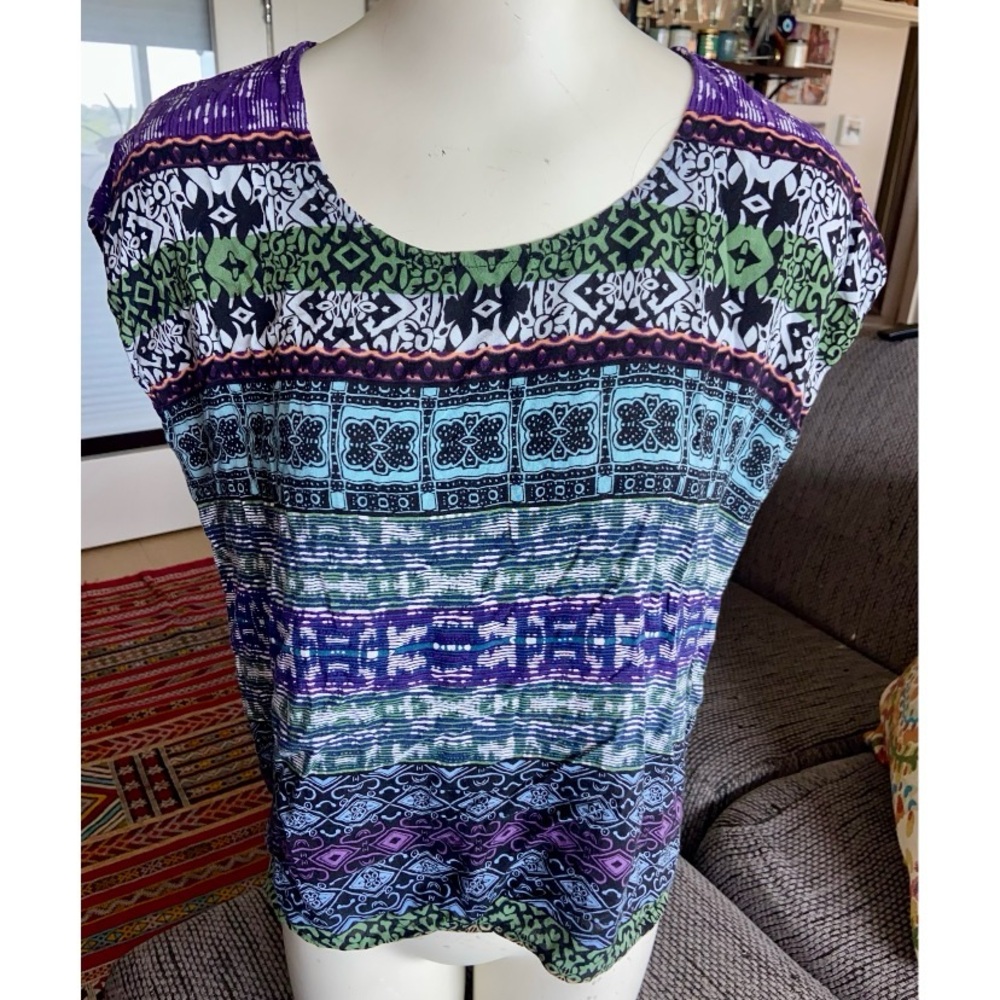 CAbi, Slvlss Multi—Color Top, Sz M